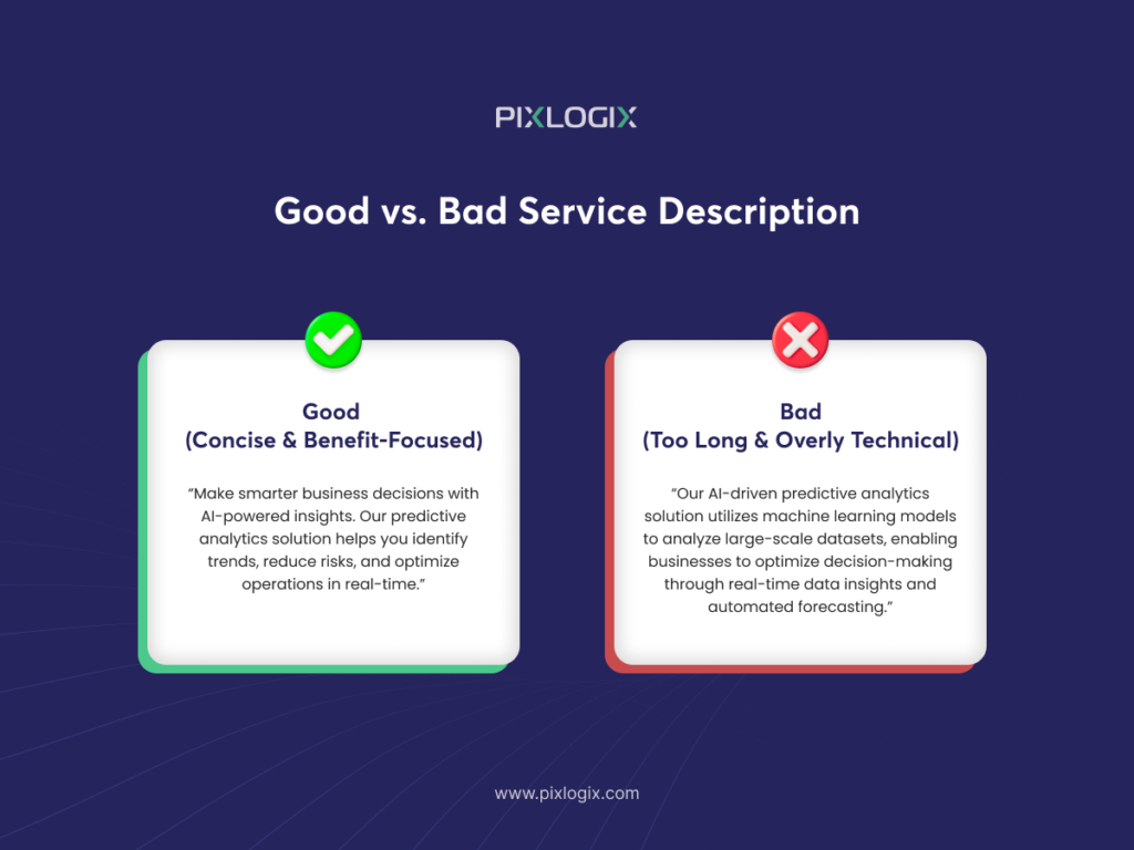 Example (Good vs. Bad Service Description